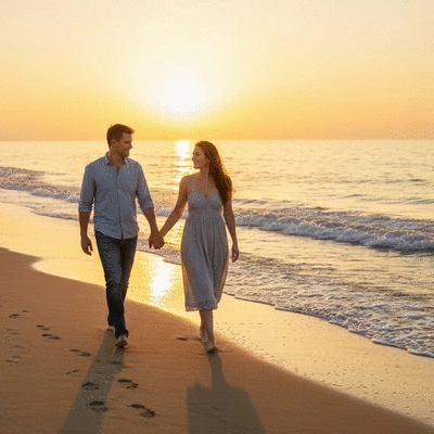 Couple holding hands at sunset, symbolizing reconciliation and hope