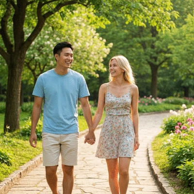 Happy couple holding hands, symbolizing strong emotional connection after counseling
